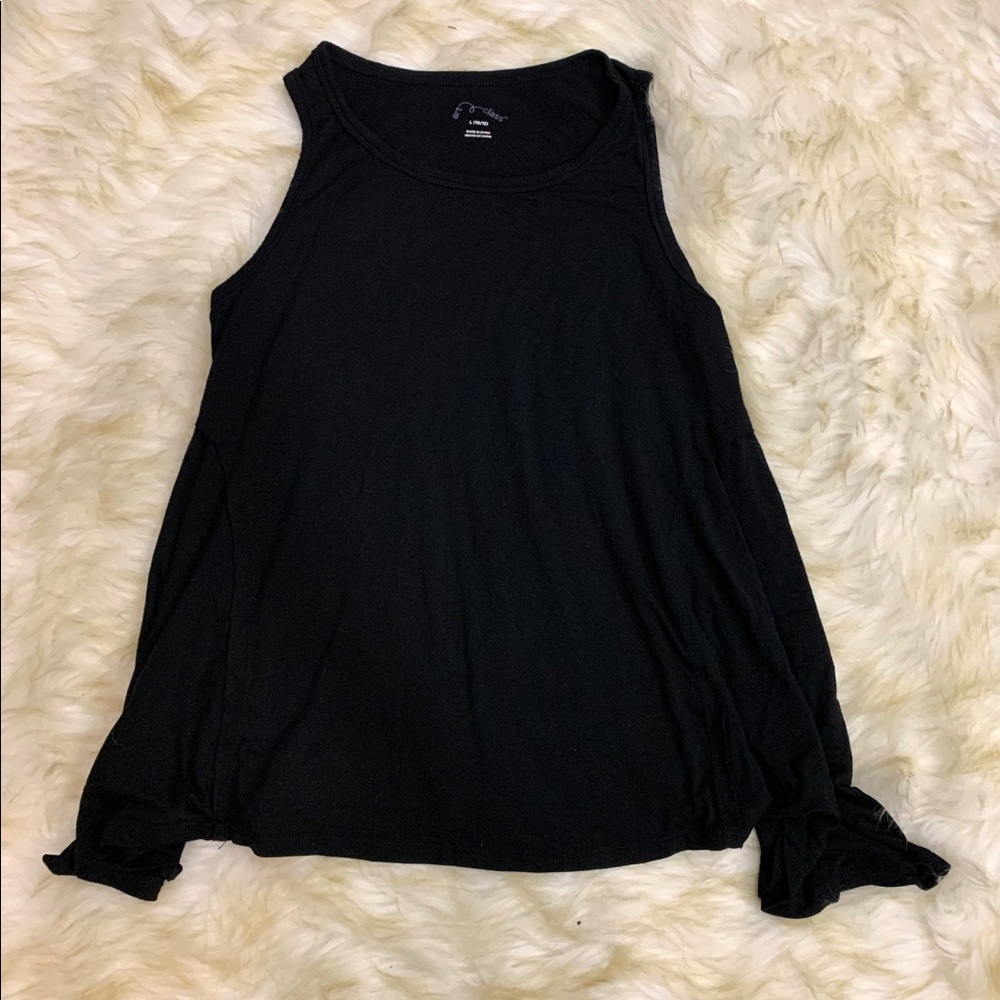 Girls Art Class Black Tank Top with Flair Bottom L